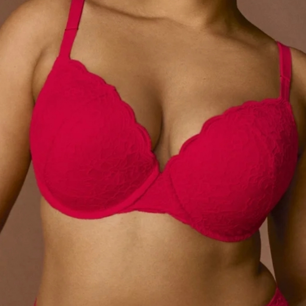 Joyspun 36DD Red Lace Push Up Bra New